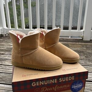 Dearfoams Women’s Paige Genuine Suede Bootie Slippers, Size 7